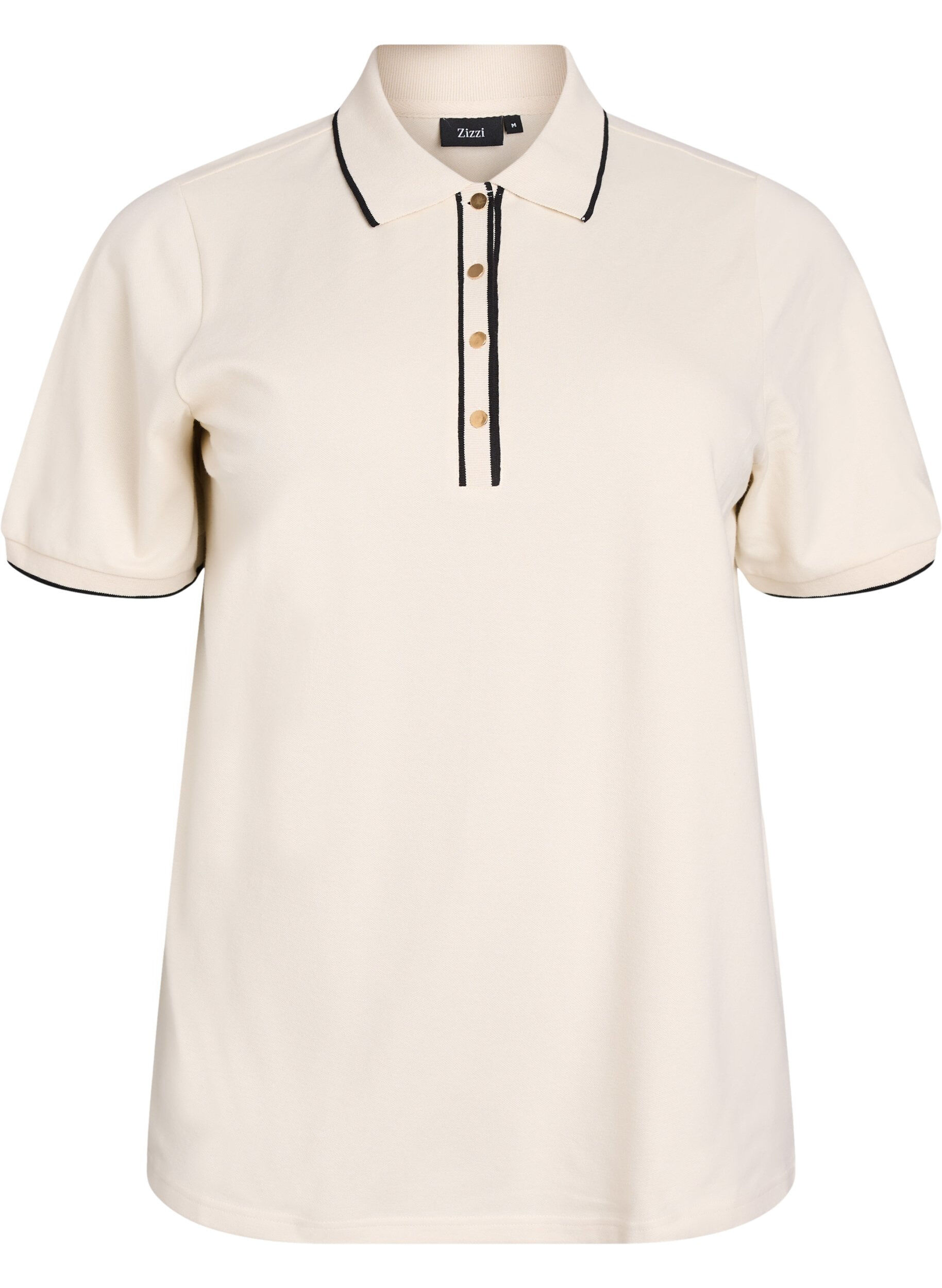 ZizziPoloshirt mit kurzen &Auml;rmeln, Beige, Packshot image number 0