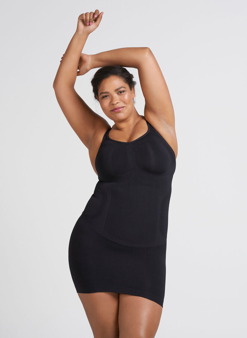 Shapewear Kleid mit breiten Tr&auml;gern, Schwarz, Model