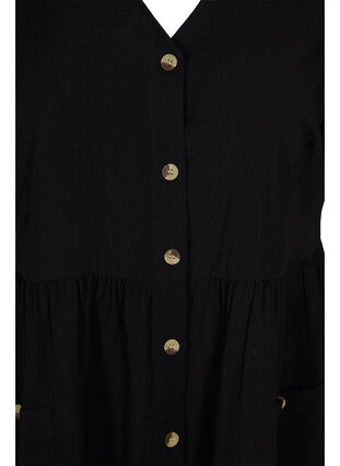 Kurzarm Kleid mit Knöpfen und Taschen, Black, Packshot image number 2