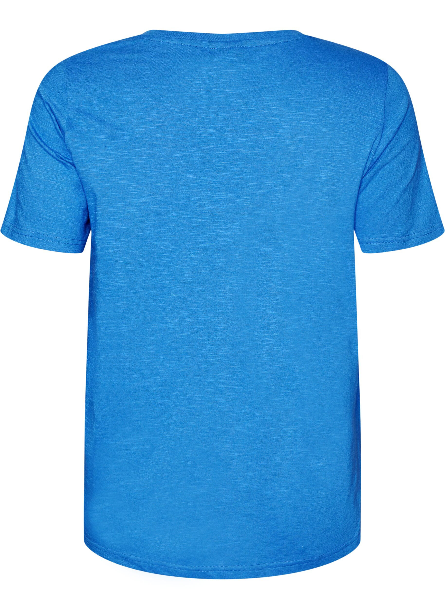 ZizziKurz&auml;rmeliges Basic T-Shirt mit V-Ausschnitt, Blau, Packshot image number 1