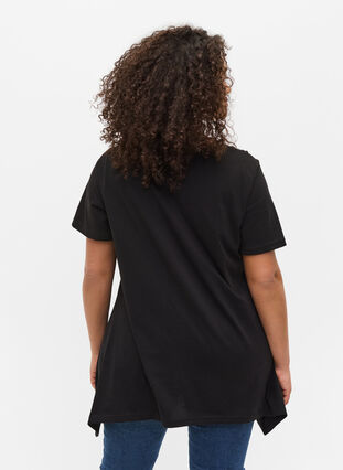 Kurzarm T-Shirt aus Baumwolle mit A-Linie, Black w. Gold Star, Model image number 1