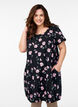 Kurz&auml;rmliges Baumwollkleid mit Aufdruck, Schwarz, Model image number 0