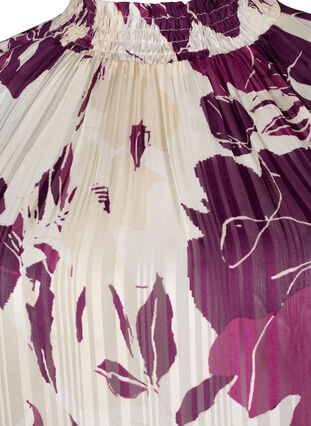 Kurzärmelige gesmokte Bluse mit Print, D.Purple Graphic AOP, Packshot image number 2