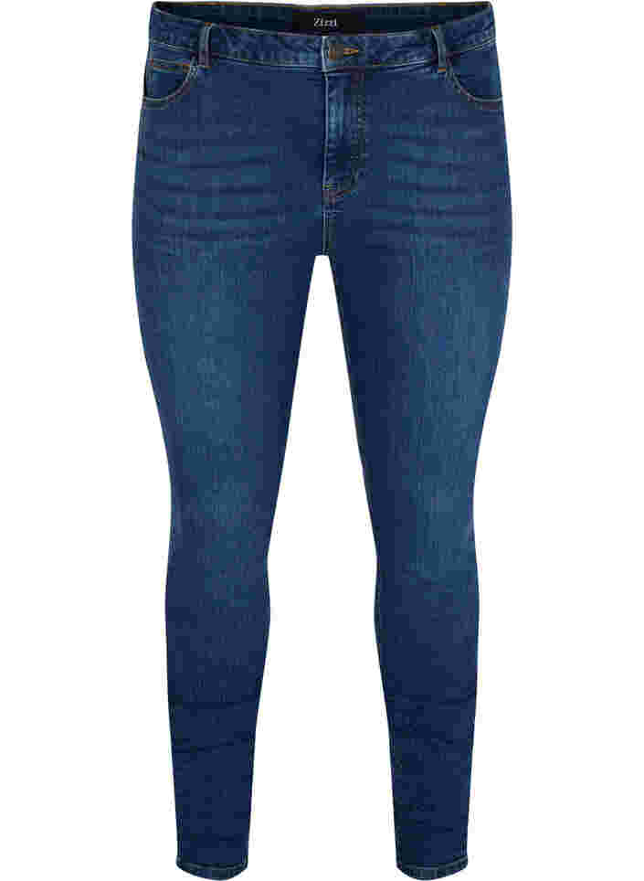 Super slim Amy Jeans mit hoher Taille, Blue denim, Packshot image number 0
