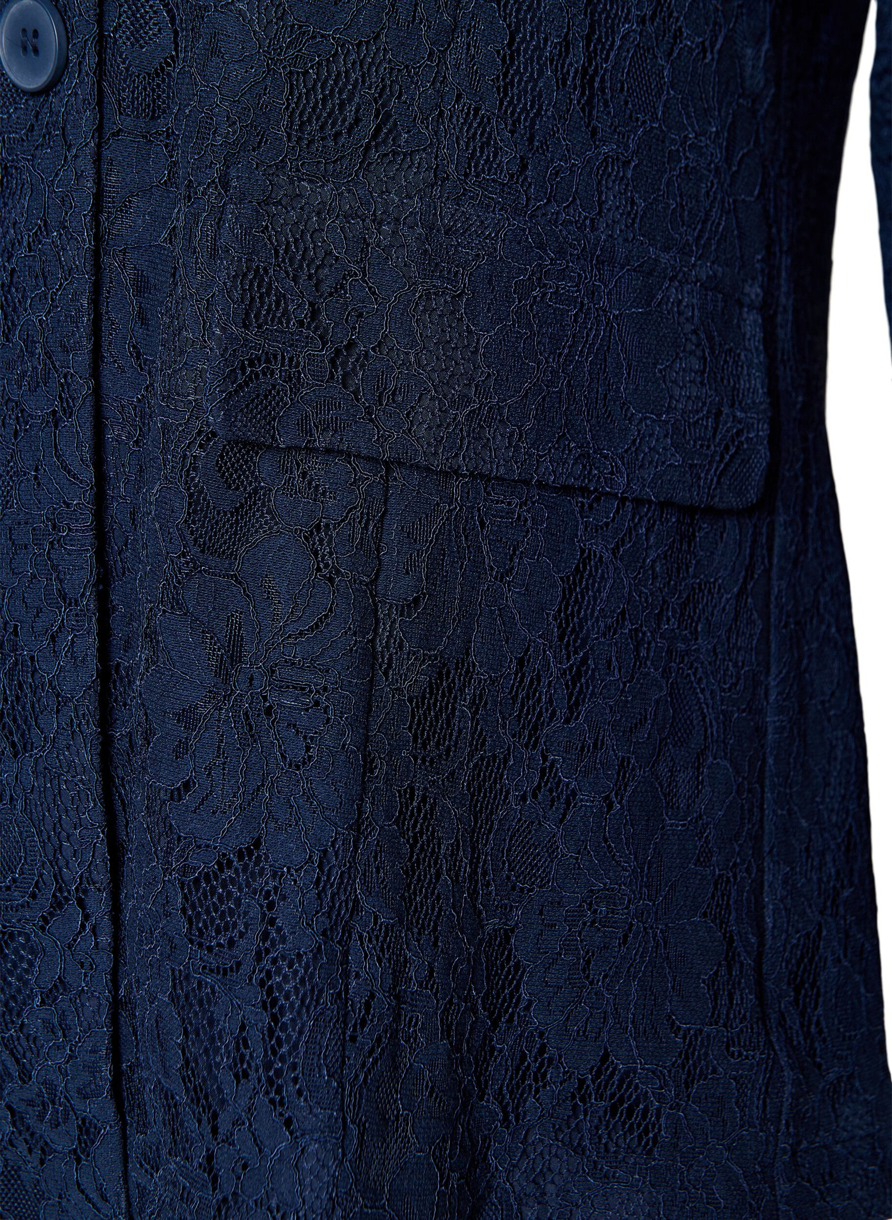 ZizziSpitzenblazer mit Knopfverschluss, Blau, Packshot image number 3