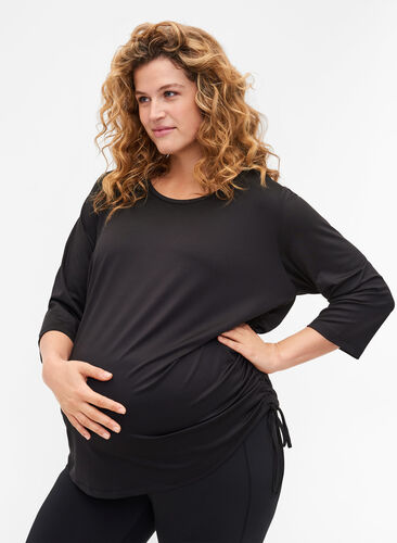 Schwangerschafts-Trainingsbluse mit 3/4-Ärmeln, Black, Model image number 0