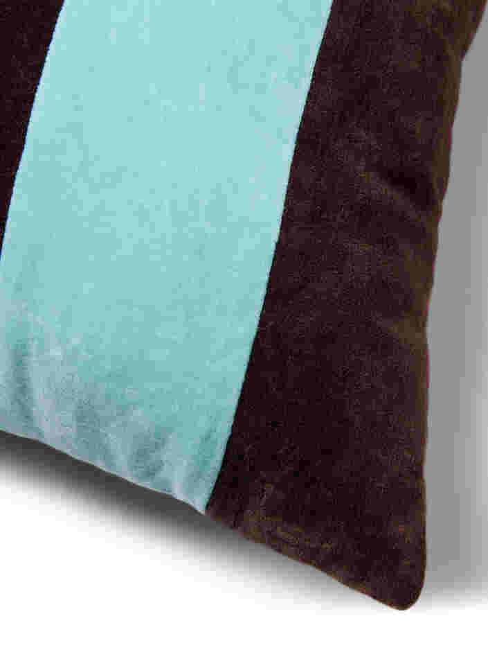 Gestreifter Kopfkissenbezug aus Velours, Seal Brown Comb, Packshot image number 2