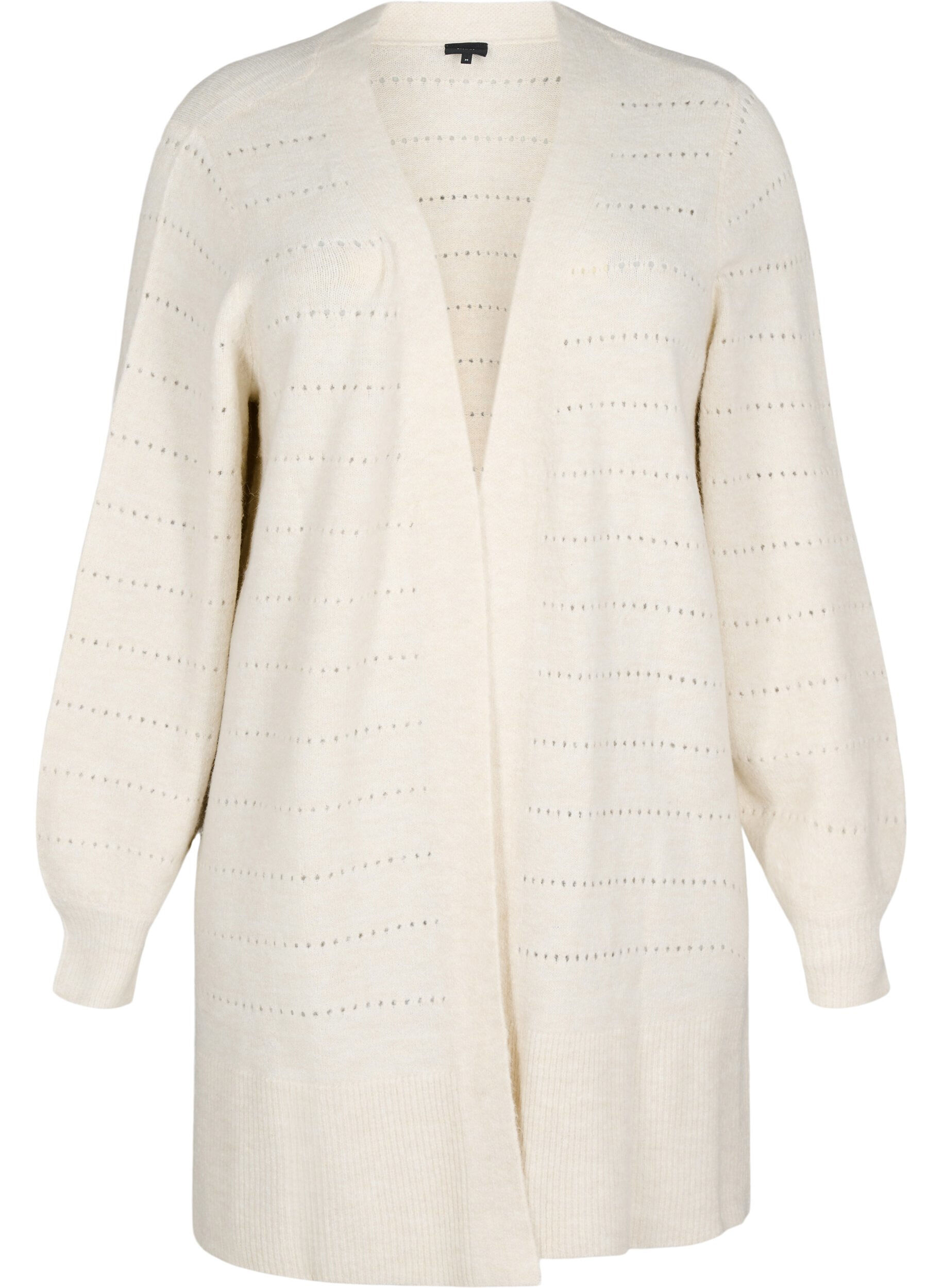 ZizziLange Strickjacke aus Strick mit Lochmuster, Birch Mel., Packshot image number 0