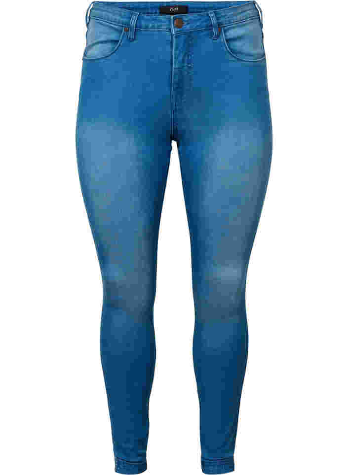 Super Slim Amy Jeans mit hoher Taille, Lt blue Denim, Packshot image number 0