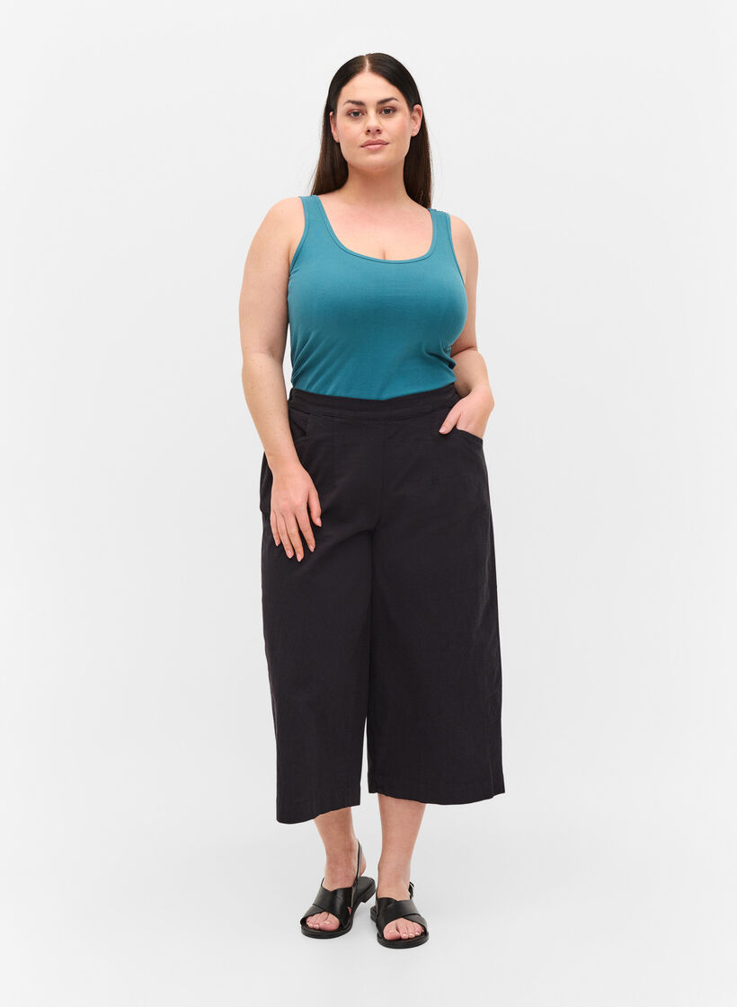 Lockere Culottes aus Baumwolle, Black, Model image number 0