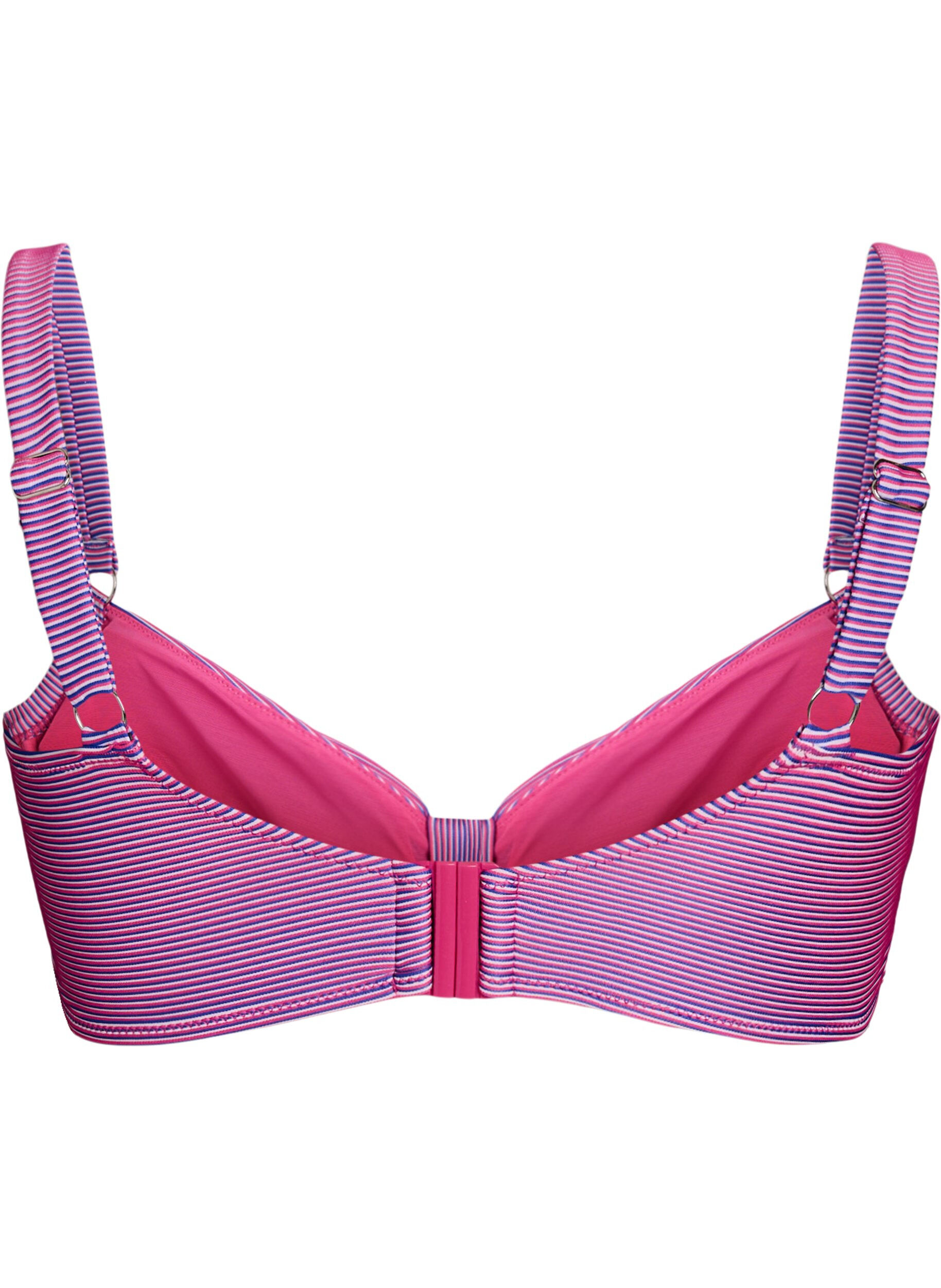 ZizziGestreiftes Bikini-Top mit B&uuml;gel, Pink, Packshot image number 1