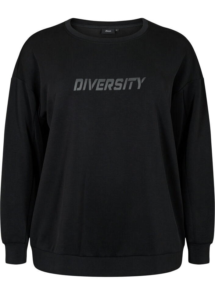 Sweatshirt mit Textdruck, Black, Packshot image number 0