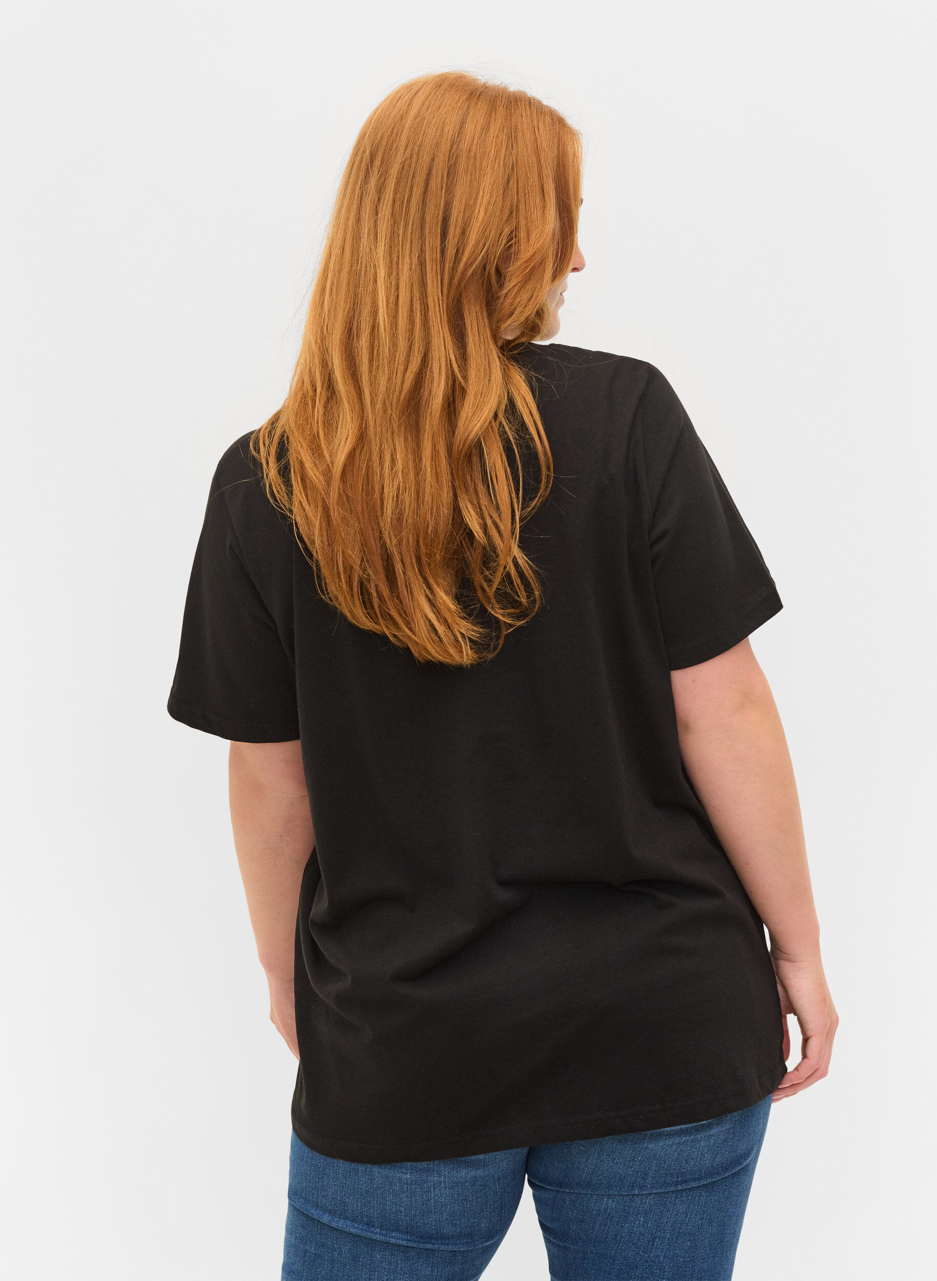 Zizzi2er-Pack basic T-Shirts aus Baumwolle, Black/Black, Model image number 1