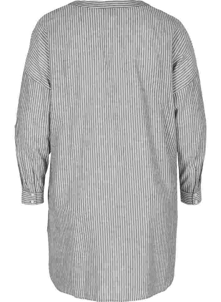 Gestreifte Hemdbluse aus 100% Baumwolle, Black Stripe, Packshot image number 1
