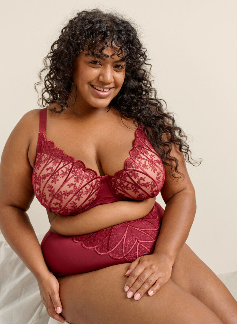 Hipster-String aus Mikrofaser mit Spitzendetails, Dunkles Bordeaux, Image image number 0