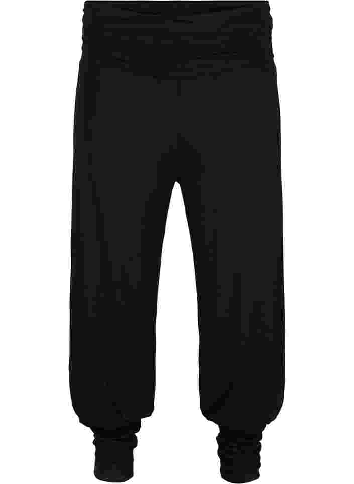Lockere Viskose-Jogginghose mit elastischem Saum, Black, Packshot