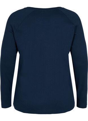 Langarm Bluse aus Baumwolle mit Lochmuster, Navy Blazer, Packshot image number 1