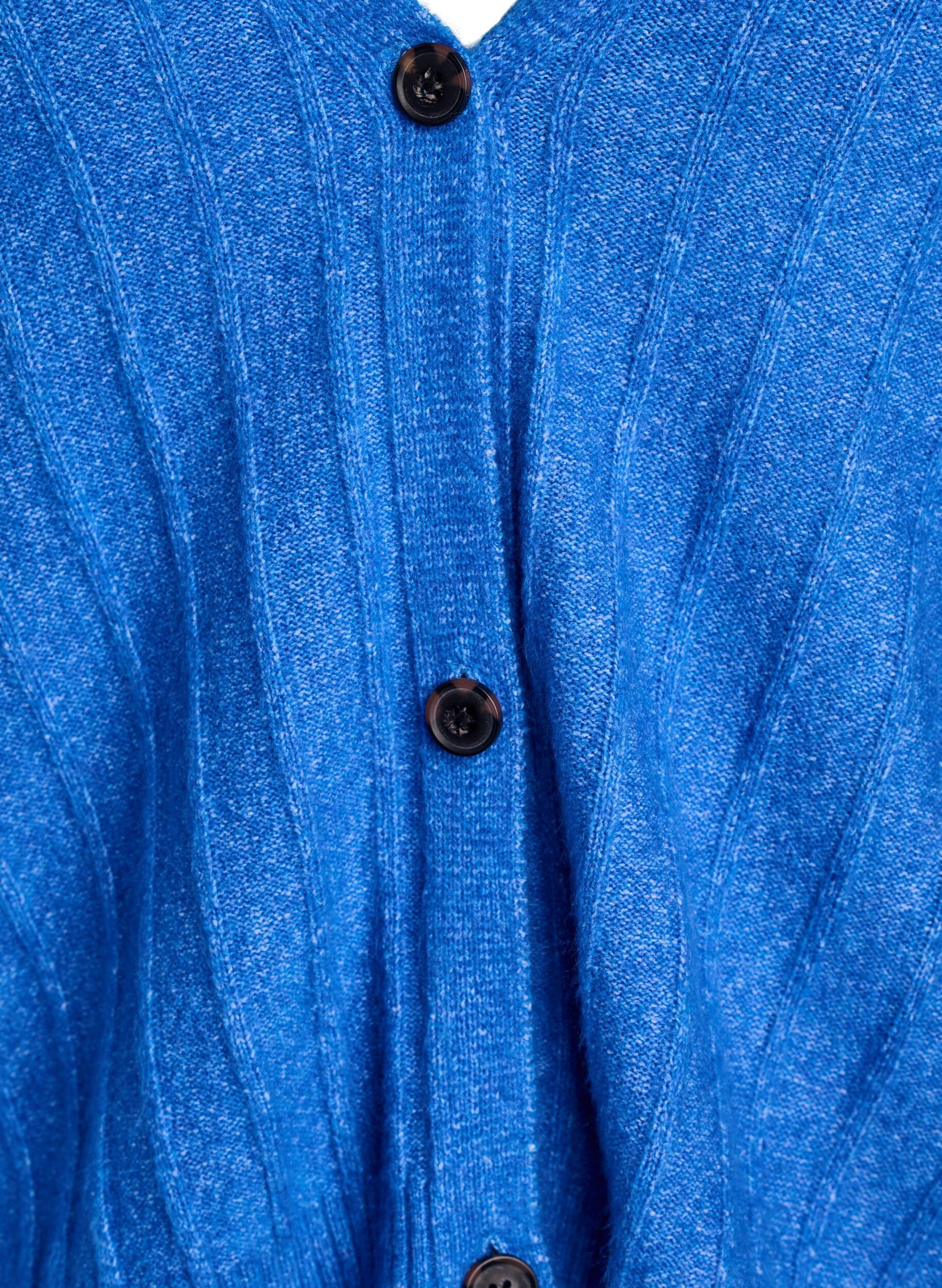 ZizziStrickjacke mit Rippstruktur und Ballon&auml;rmeln, Blau, Packshot image number 2