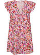 Gebl&uuml;mtes Kleid aus Baumwolle mit R&uuml;schen und V-Ausschnitt, Pink, Packshot image number 1