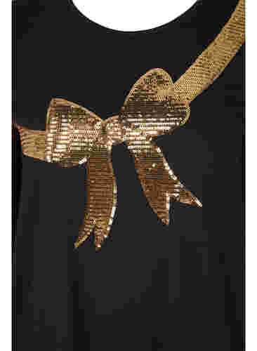 Weihnachtspullover mit Pailletten, Black Bow Gold, Packshot image number 2