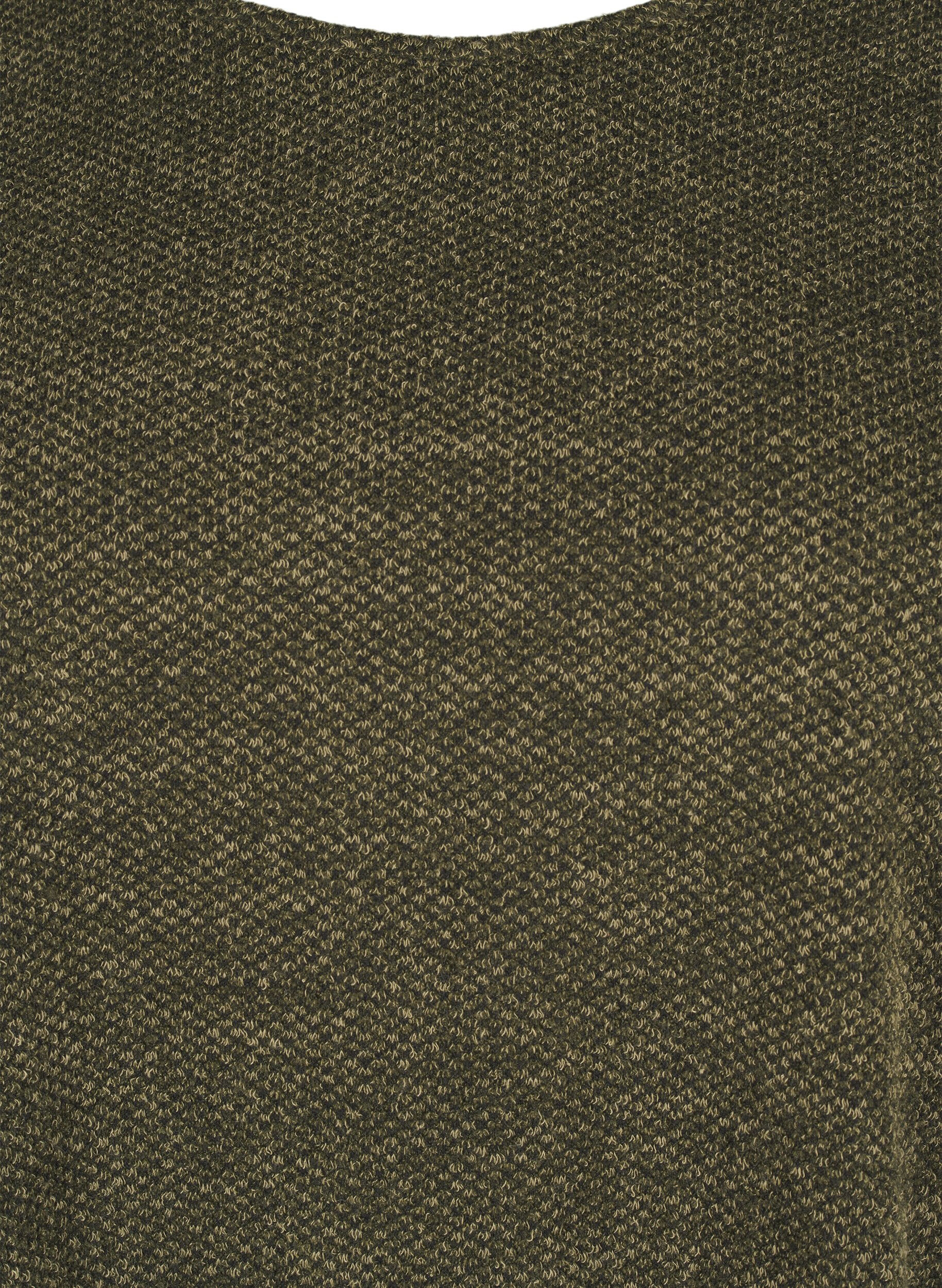 ZizziMelange Bluse mit rund um den Neck und langen &Auml;rmel, Winter Moss, Packshot image number 2