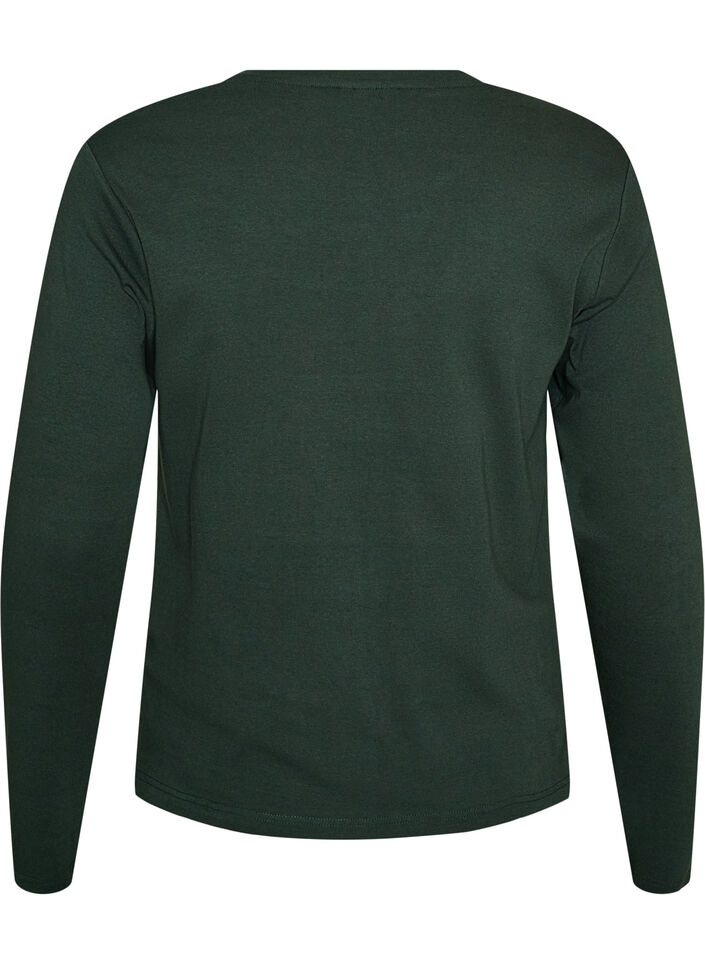 Langarm-Basic-T-Shirt mit Rundhalsausschnitt, Gr&uuml;n, Packshot image number 1