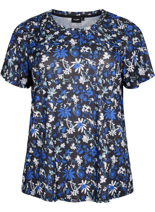 FLASH – T-Shirt mit Blumendruck, Black Blue Green AOP, Packshot image number 0