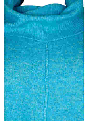 Langärmelige Strickbluse mit Rollkragen, Malibu Blue Mel., Packshot image number 2
