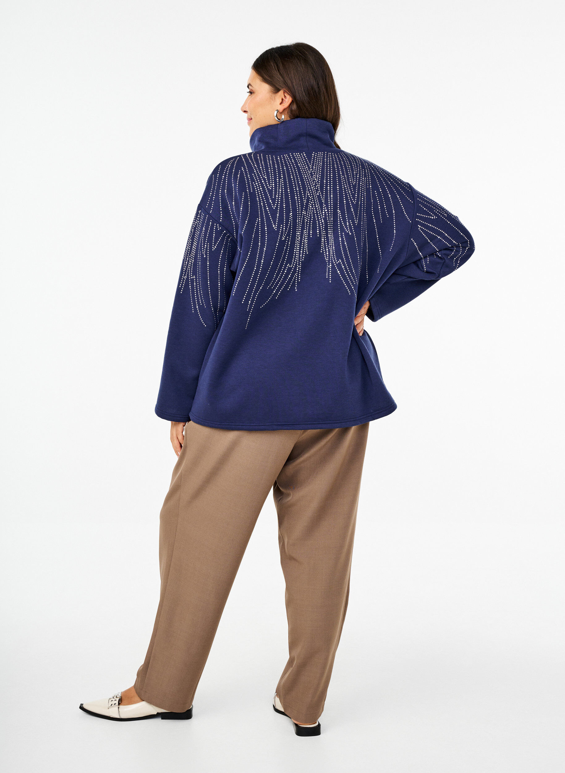 ZizziHoch taillierte Hose mit R&uuml;schen und Bindeg&uuml;rtel, Walnut Melange, Model image number 1