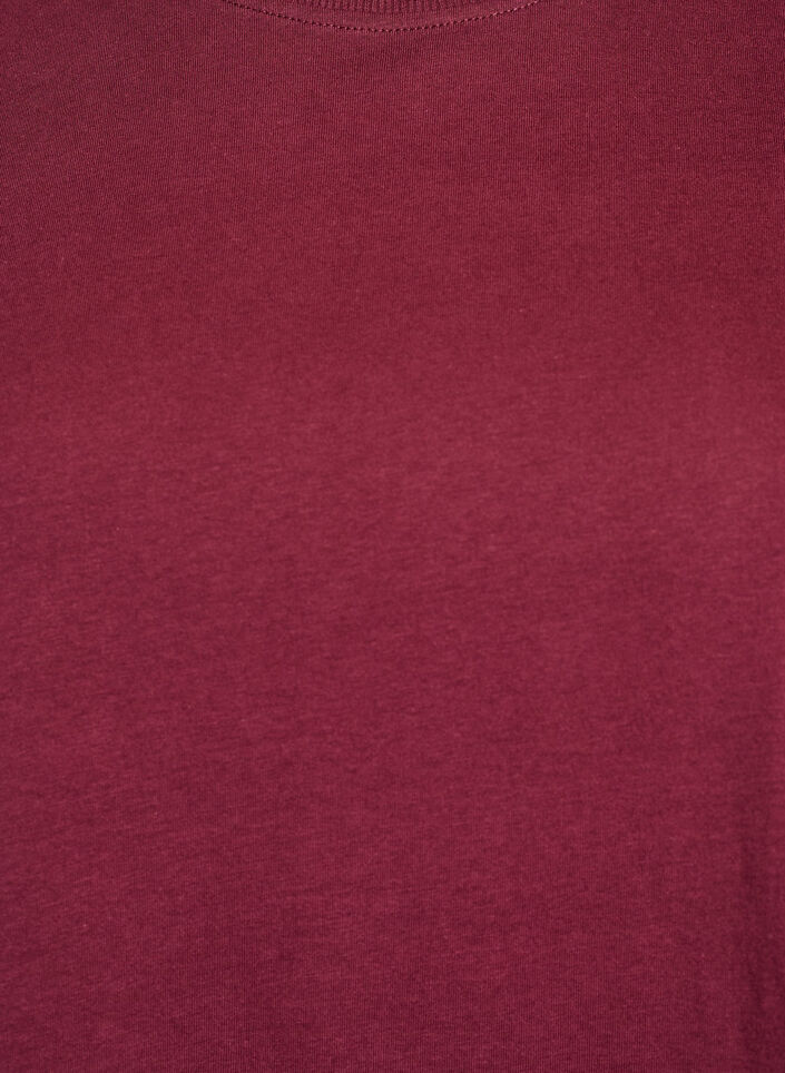 Basic T-Shirt aus Baumwolle mit Rundhalsausschnitt, Dunkles Bordeaux, Packshot image number 2