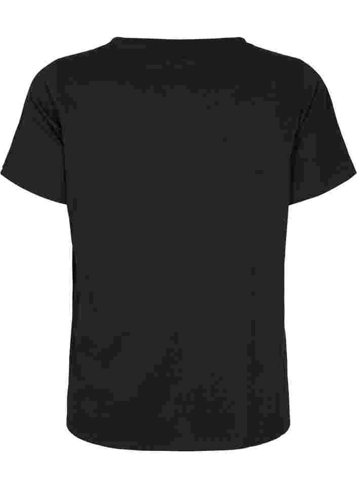Baumwoll-T-Shirt mit Aufdruck und kurzen Ärmeln, Black Take The Time, Packshot image number 1