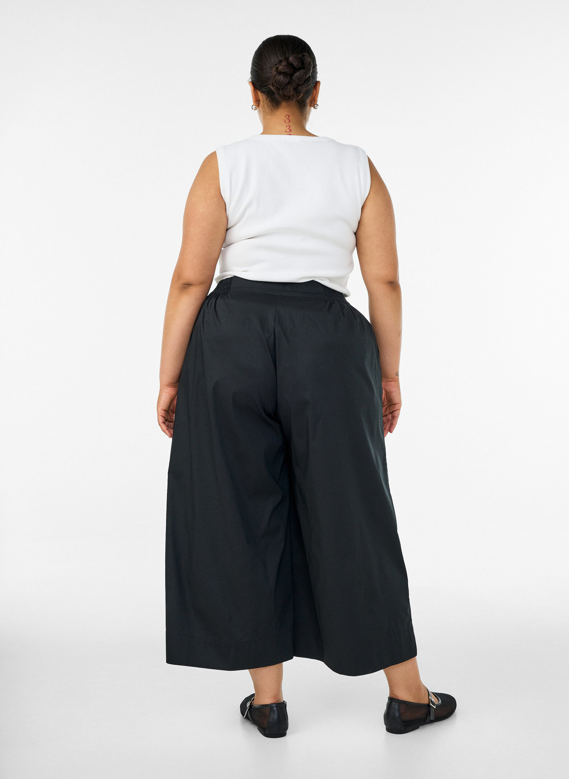 ZizziCulotte mit Gummizugbund und weiten Beinen, Schwarz, Model image number 1