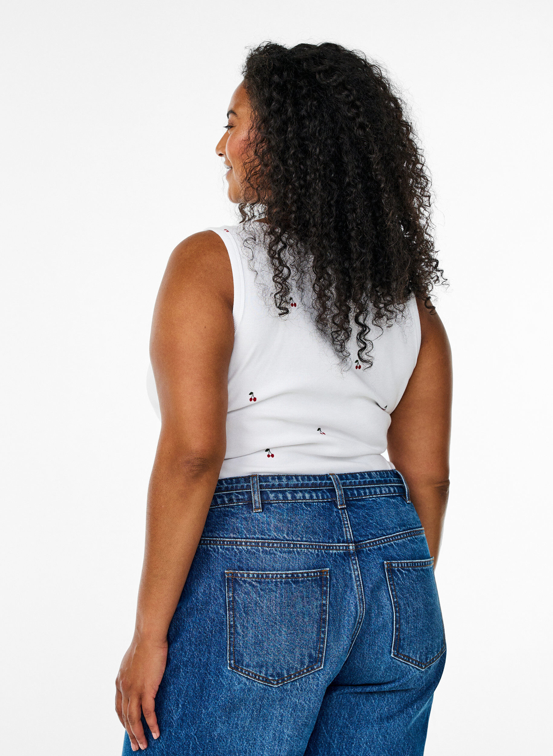 ZizziTailleiertes Top mit Motiv, Wei&szlig;, Model image number 2