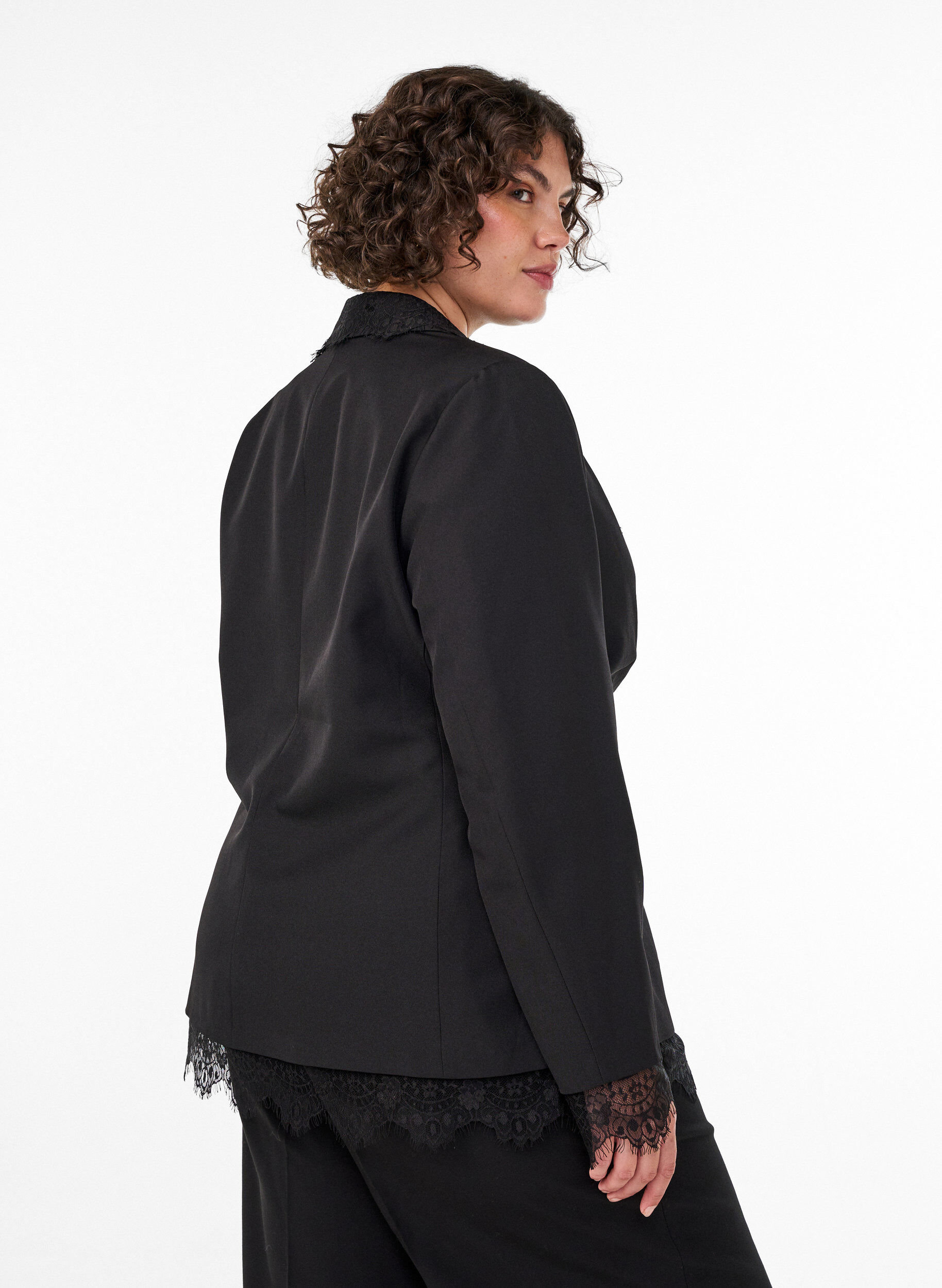 ZizziBlazer mit Spitzenbesatz, Schwarz, Model image number 2