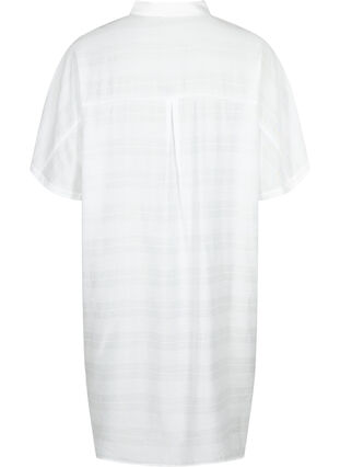 Langes Shirt aus Viskose mit Textur, Bright White, Packshot image number 1