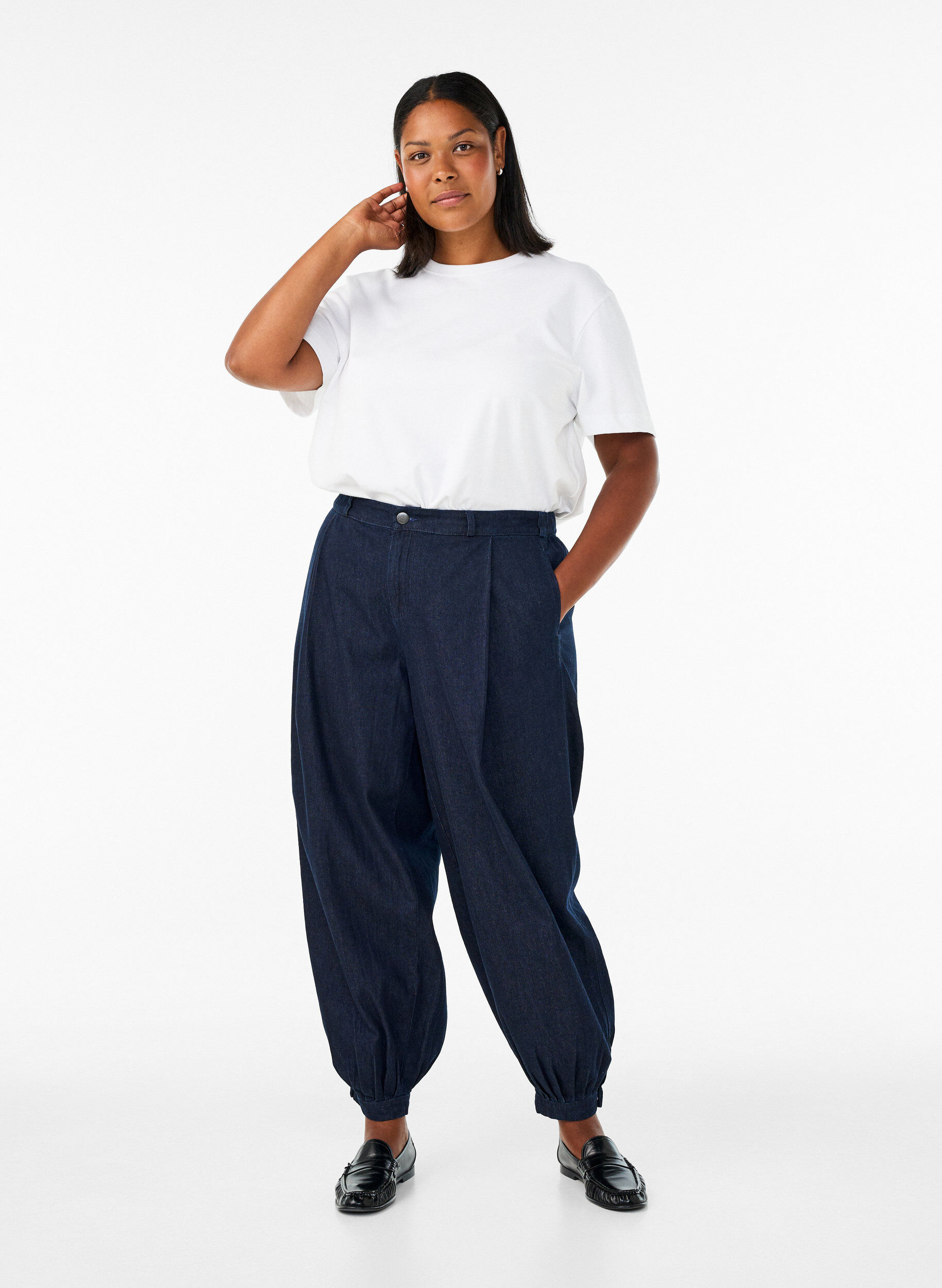 ZizziBalloon Jeans mit hoher Taille, Blau, Model image number 0