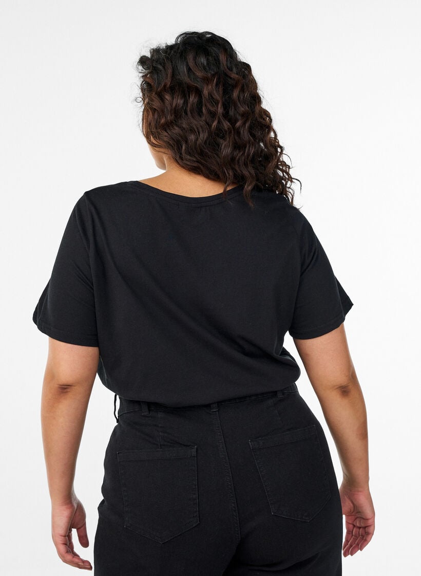 T-Shirt mit Print, Schwarz, Model image number 2