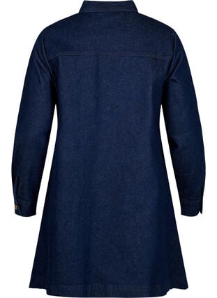 Denim-Kleid mit A-Form und Knöpfen, Dark Blue Denim, Packshot image number 1