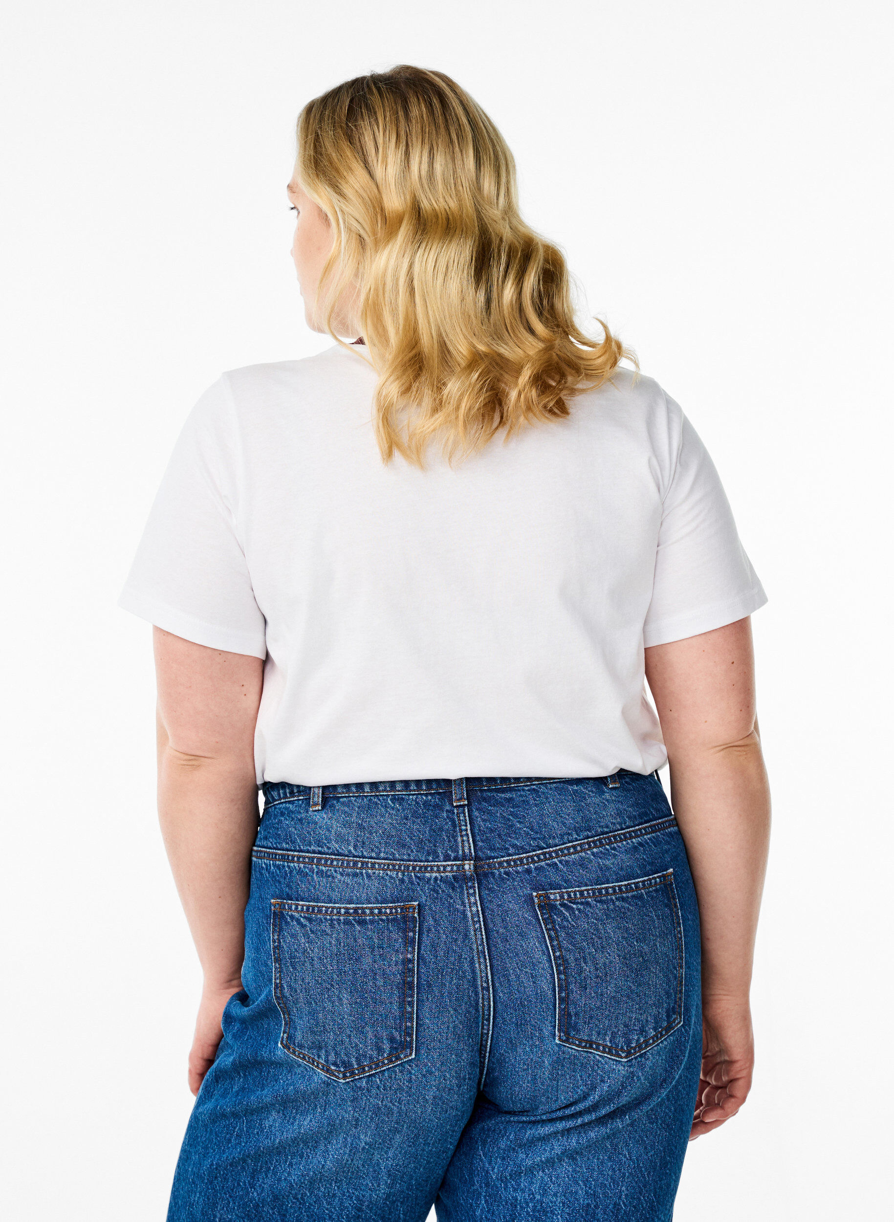 ZizziT-Shirt mit Textdruck und Kontrastbesatz, Wei&szlig;, Model image number 2