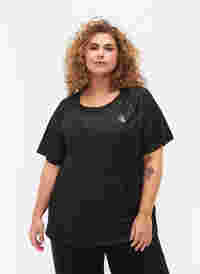 Trainingsshirt mit Print und Mesh, Black, Model