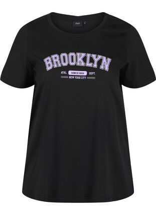Baumwoll-T-Shirt mit Aufdruck, Black Brooklyn, Packshot image number 0