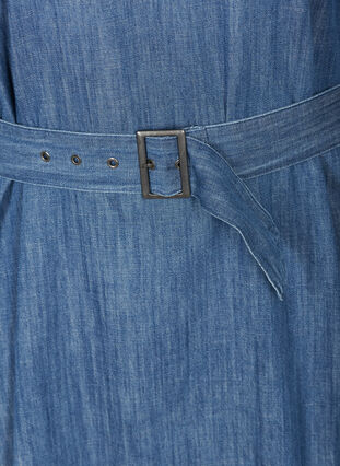 Denimkleid mit Gürtel und 3/4-Ärmeln, Blue denim, Packshot image number 3
