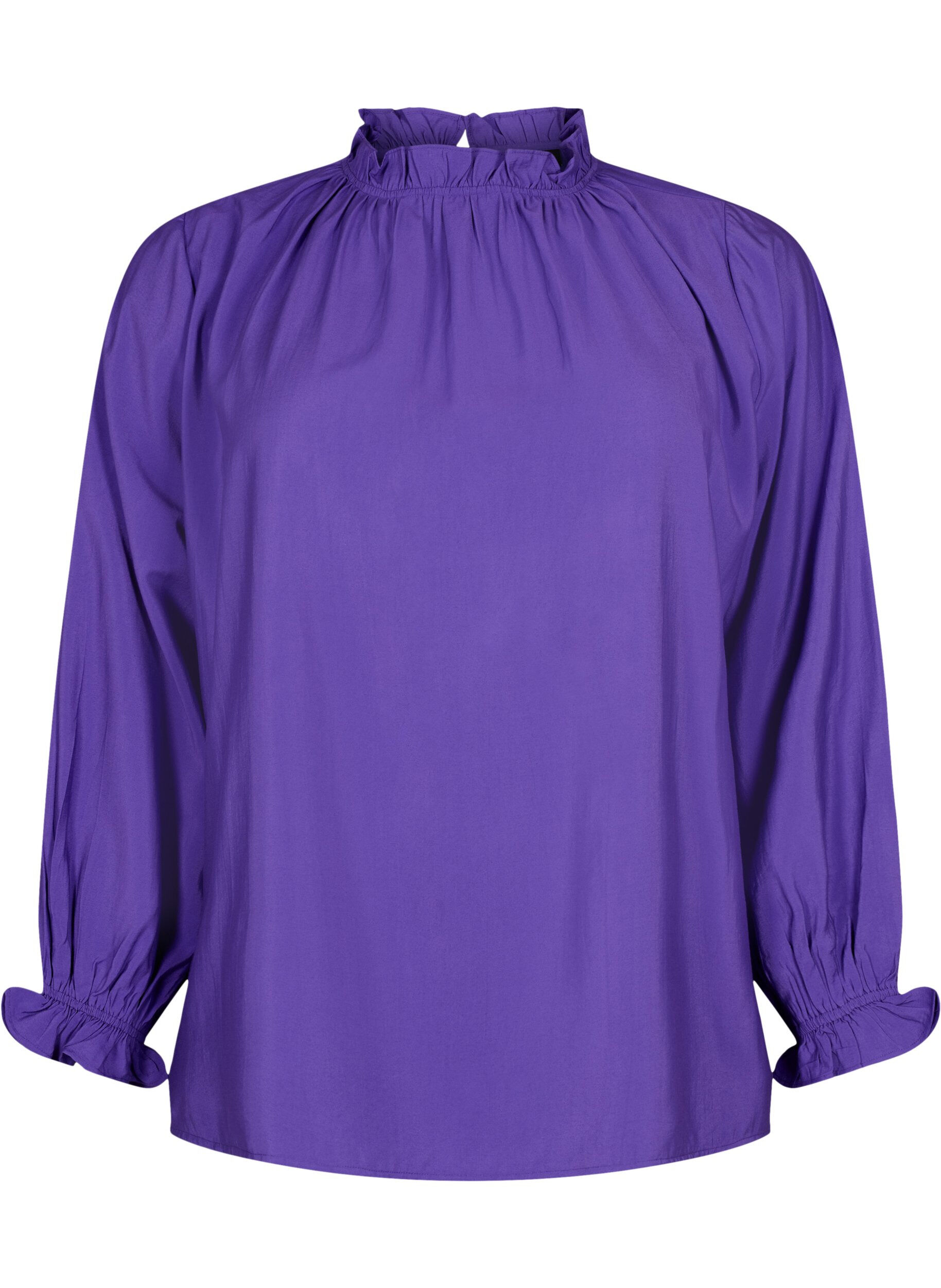ZizziLang&auml;rmelige Viskosebluse mit R&uuml;schen, Prism Violet, Packshot image number 0