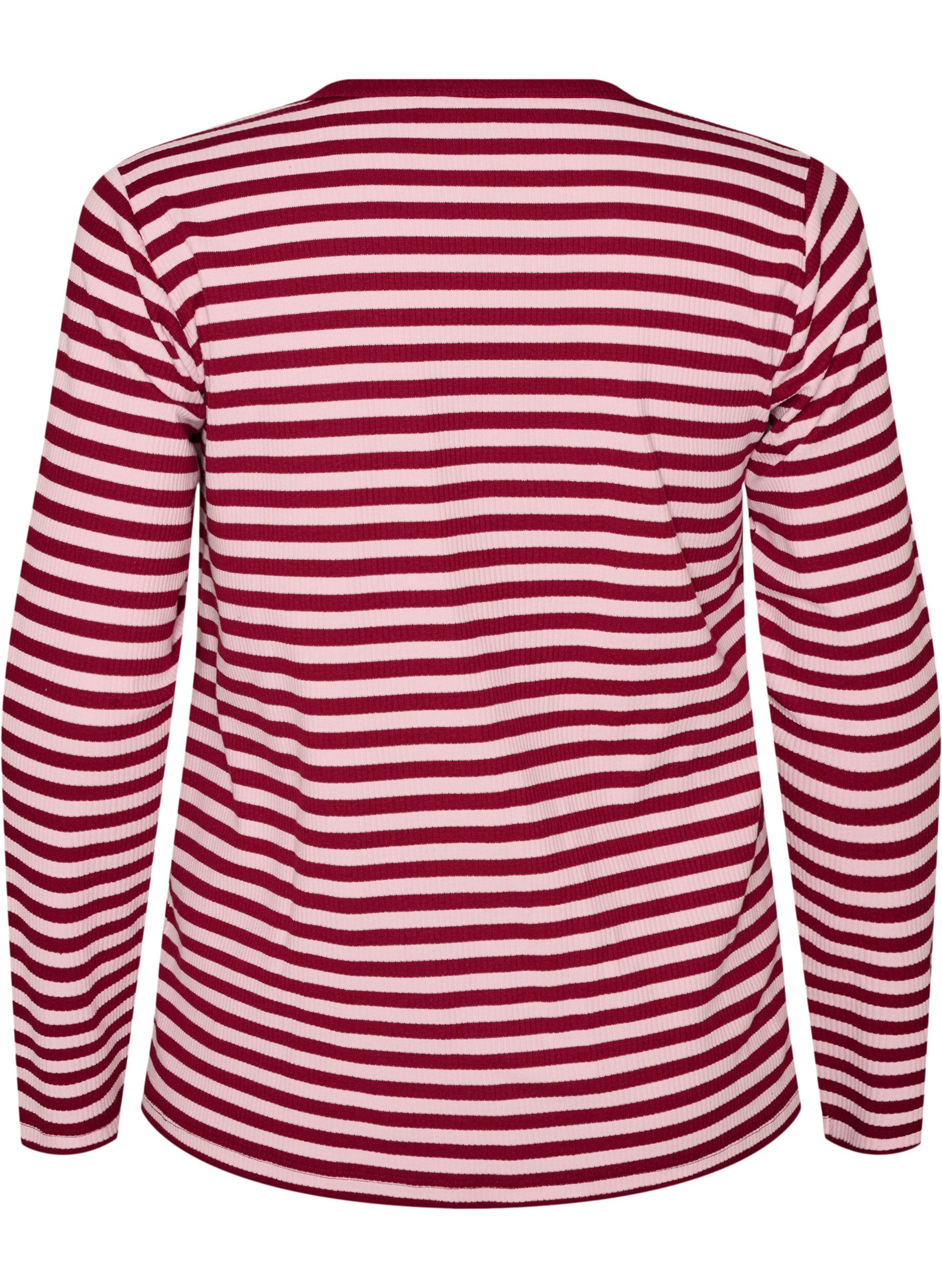 ZizziGestreifte Bluse mit langen &Auml;rmeln, Rot, Packshot image number 1