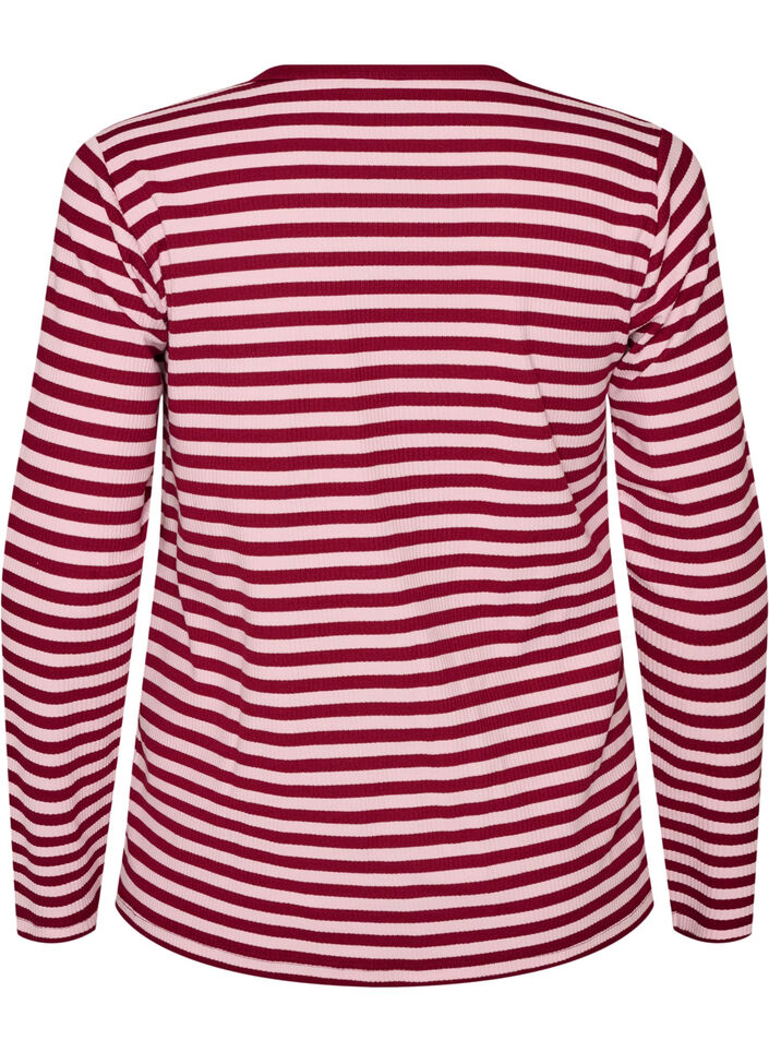 Gestreifte Bluse mit langen &Auml;rmeln, Rot, Packshot image number 1