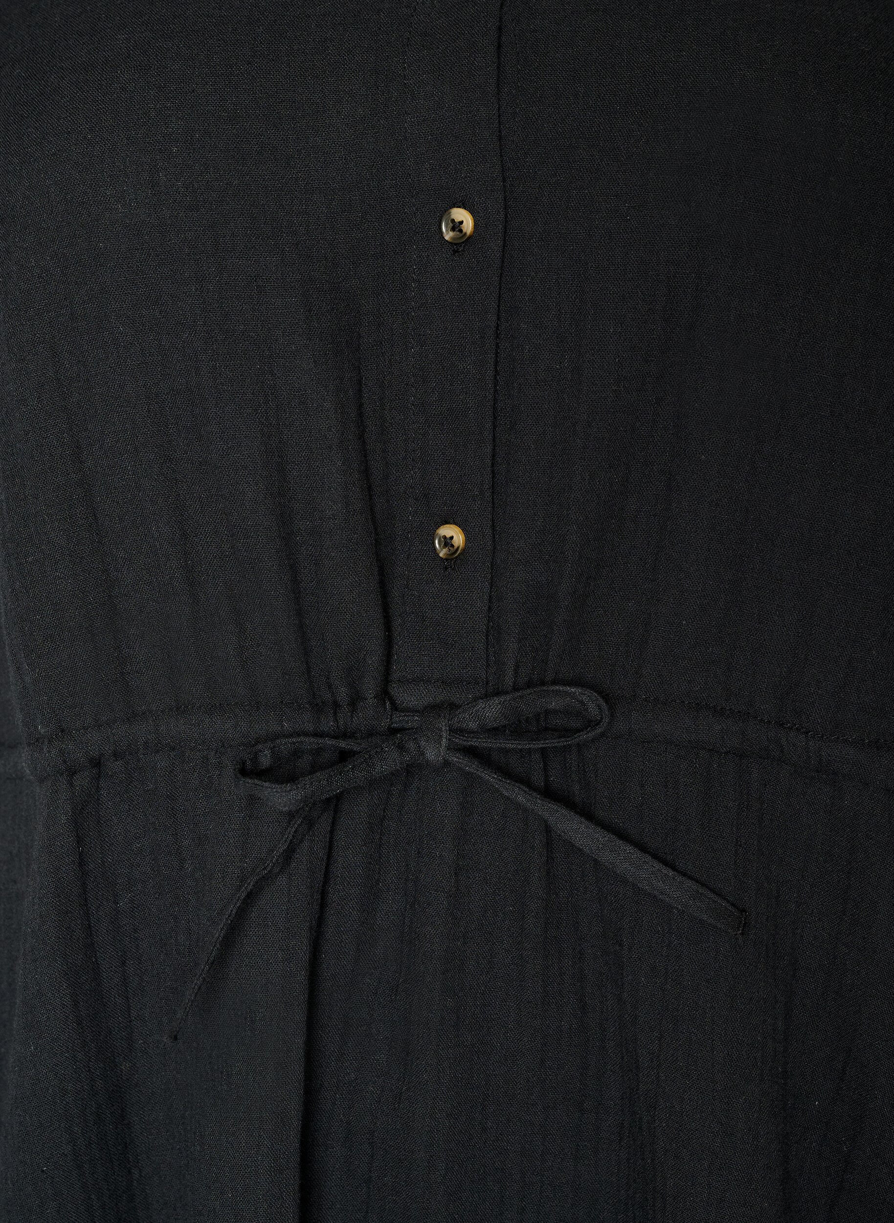 Zizzi&Auml;rmelloses Kleid aus Baumwoll-Musselin mit Bindeband, Schwarz, Packshot image number 2