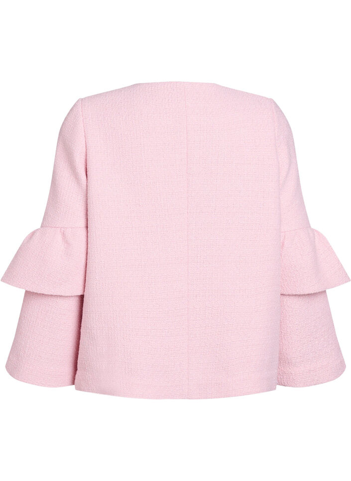 Jacke aus Boucl&eacute; mit R&uuml;schendetails, Pink, Packshot image number 1
