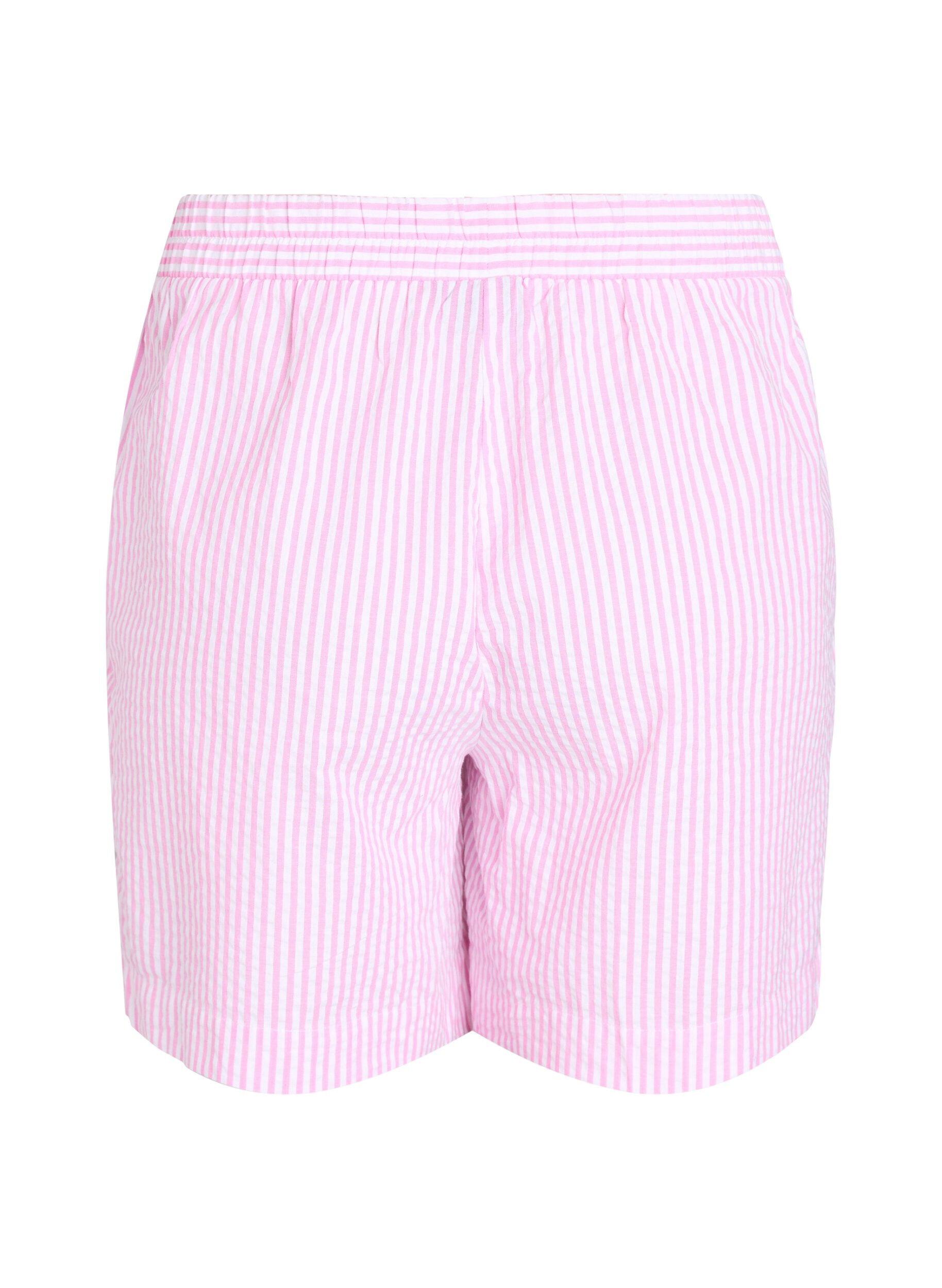 ZizziFLASH - Kurze Hosen mit Streifen und hoher Taille, Pink, Packshot image number 1