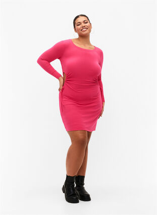 Eng anliegendes Kleid mit Ausschnitt, Raspberry Sorbet, Model image number 2