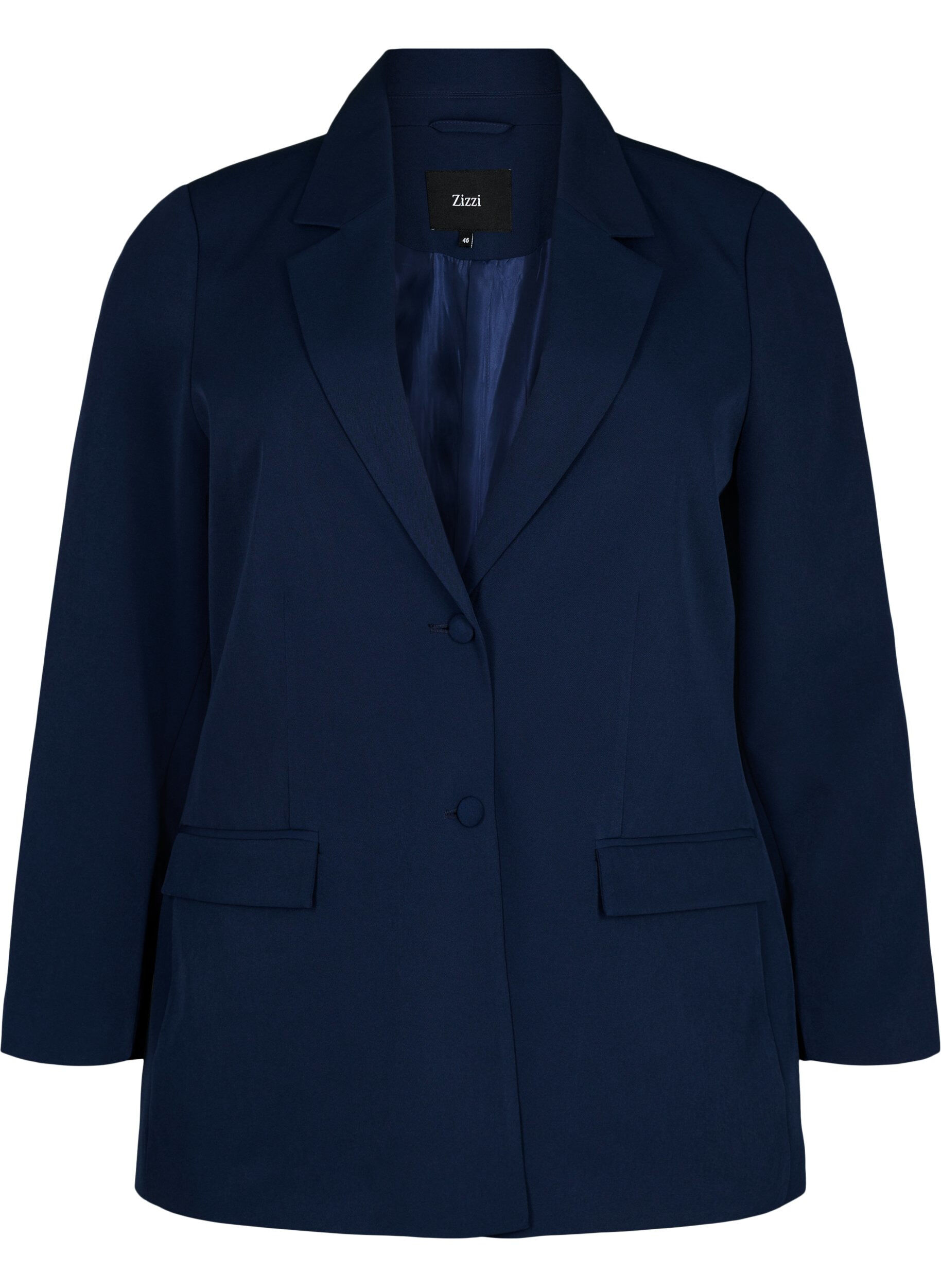 ZizziKlassischer Blazer mit Knopfverschluss, Navy Blazer, Packshot image number 0